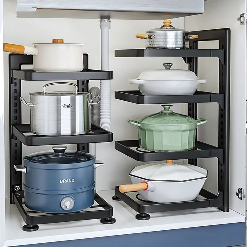 Under-sink multi-layer pot and pan storage rack
